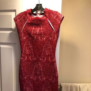 Red lace dress